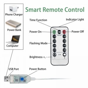 Luminile cu coarde, Rymbo 34ft Lumini interioare / exterioare în formă de stea LED Lumini strălucitoare albe și calde și adaptor la distanță